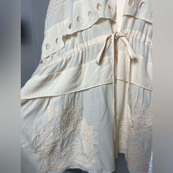 IRO Jincy Cream Button-Up Tunic Shirt Dress with Embroidered Details Size 38 - Picture 4 of 9